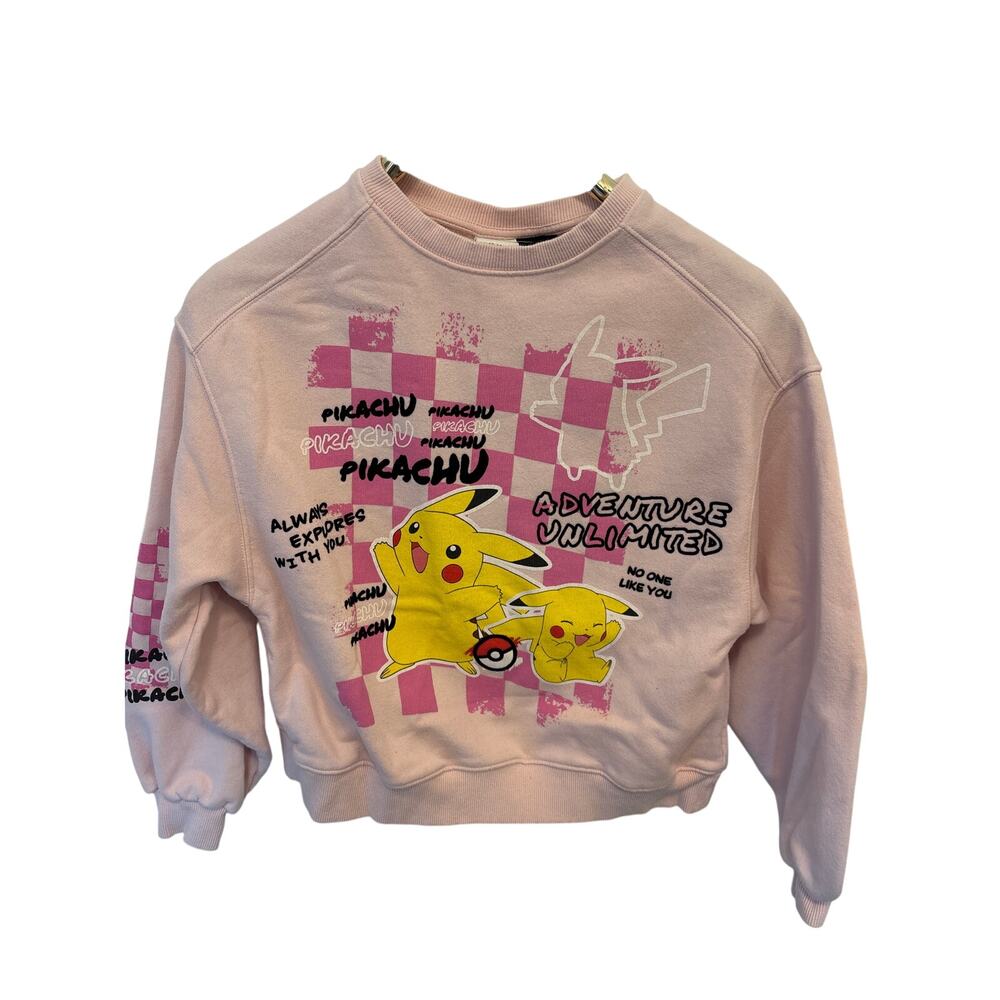 Pikachu Zara crewneck pink sweatshirt size 13-14 Pokémon